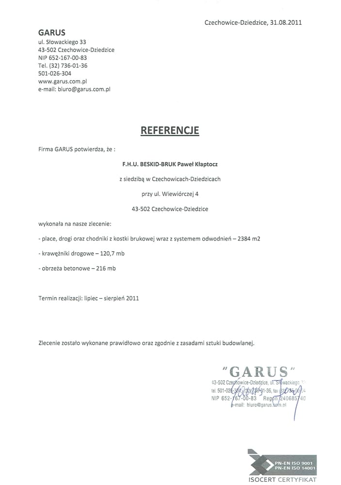 Beskid Bruk - roboty ziemne i drogowe - kompleksowa budowa dróg - referencje (10)
