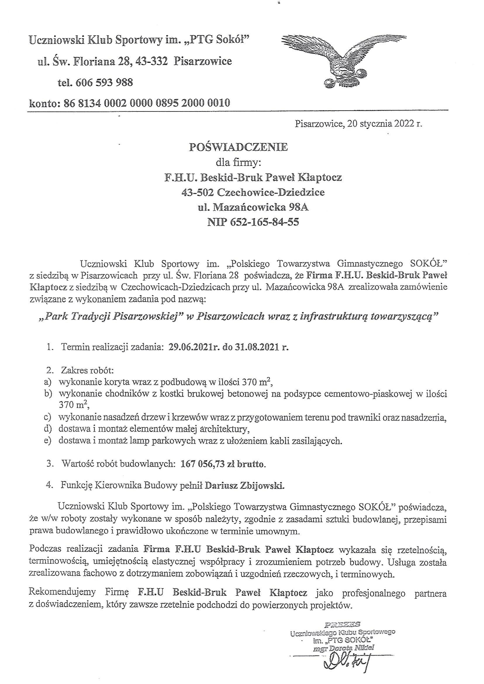 Beskid Bruk - roboty ziemne i drogowe - kompleksowa budowa dróg - referencje (2)