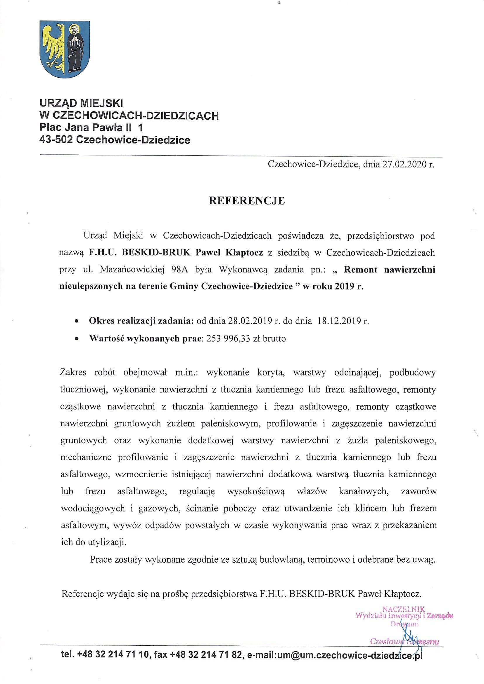 Beskid Bruk - roboty ziemne i drogowe - kompleksowa budowa dróg - referencje (4)