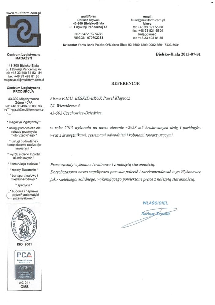 Beskid Bruk - roboty ziemne i drogowe - kompleksowa budowa dróg - referencje (7)